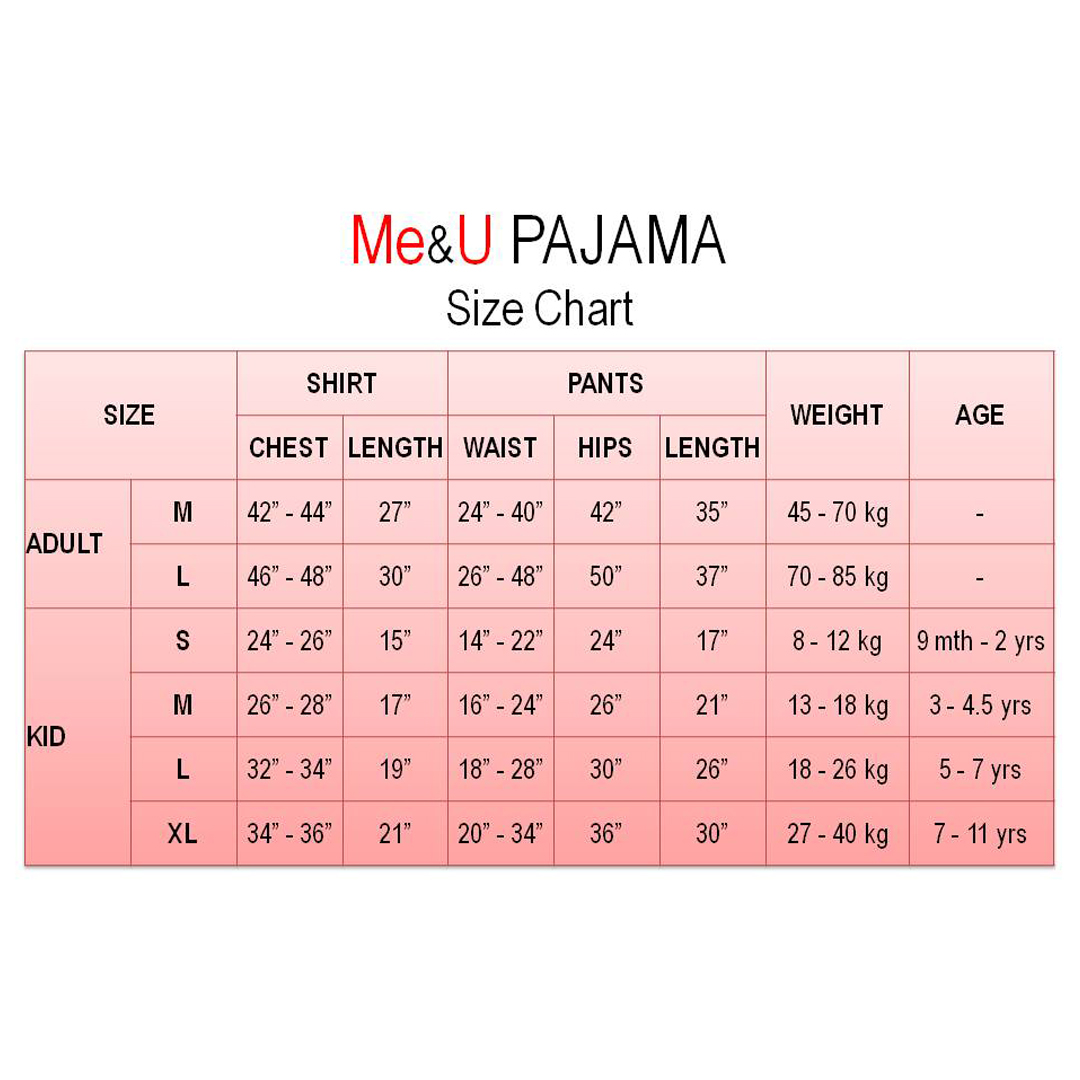 Pajama Size Chart