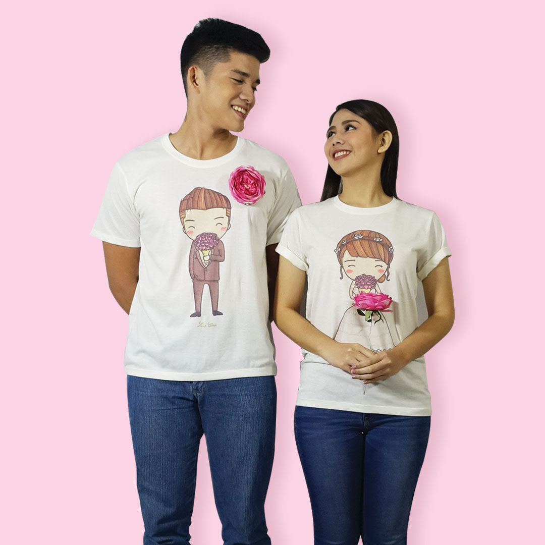 Buy You & Me Forever Printed Couple T-Shirts Pack 2 /Round Neck/Reguler Fit/ Half Sleeve/Color-White/Fabric-Polyster Couple Size - Men M(38);Women  XL(40) at