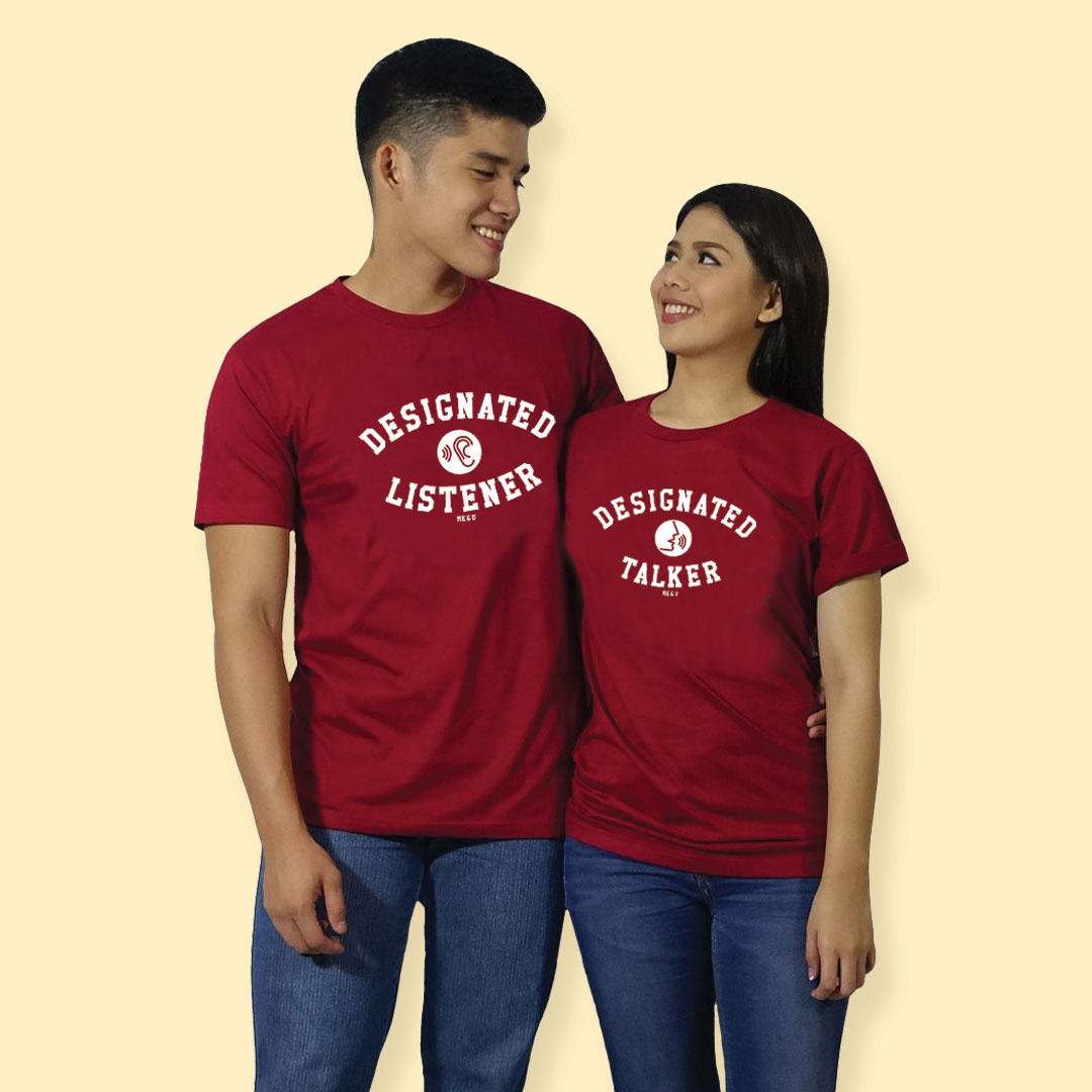 red t shirt couple