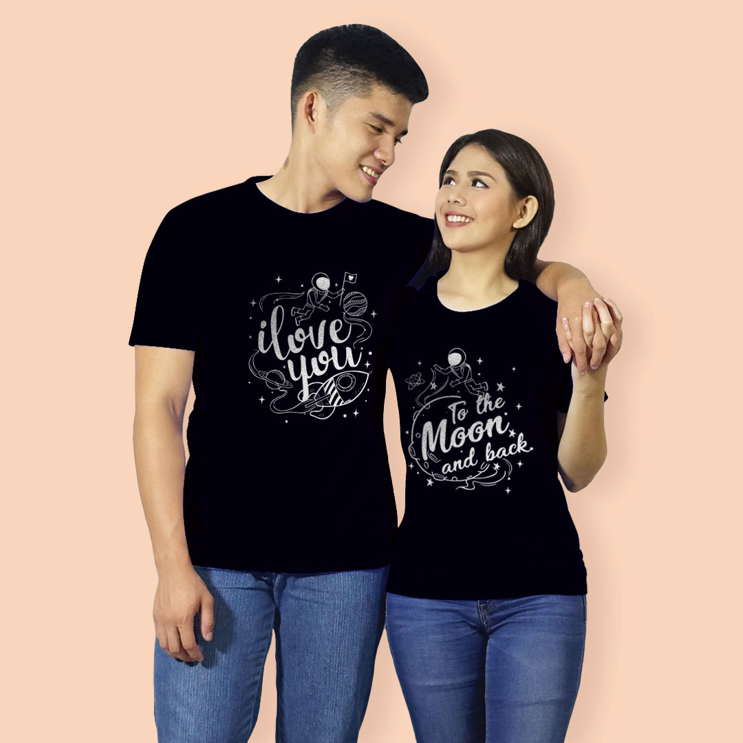 black t shirt couple